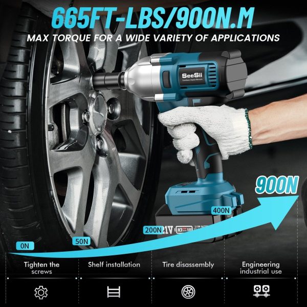 Cordless Impact Wrench 1/2 inch for Car Home SeeSii WH710 - Image 4