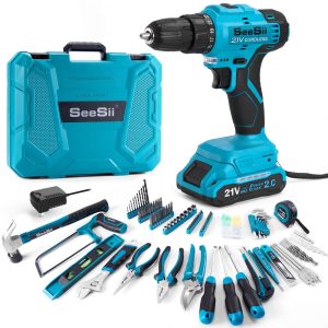 Seesii 230PCS Tool Kit with 21V Cordless Drill for Home & DIY Projects