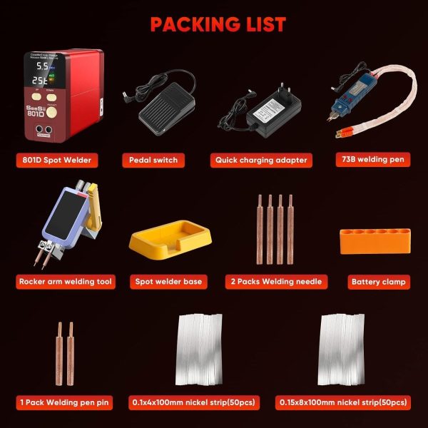 Seesii 801D Spot Welder 12KW Capacitor for 0.1-0.3mm Nickel Strip - Image 9