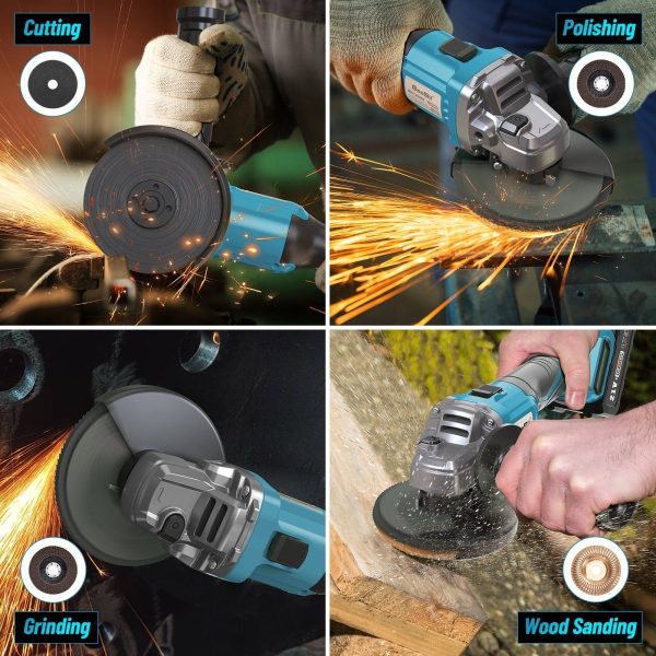 SEESII AG0200S Cordless Angle Grinder 4-1/2",  10,000RPM Brushless - Image 2