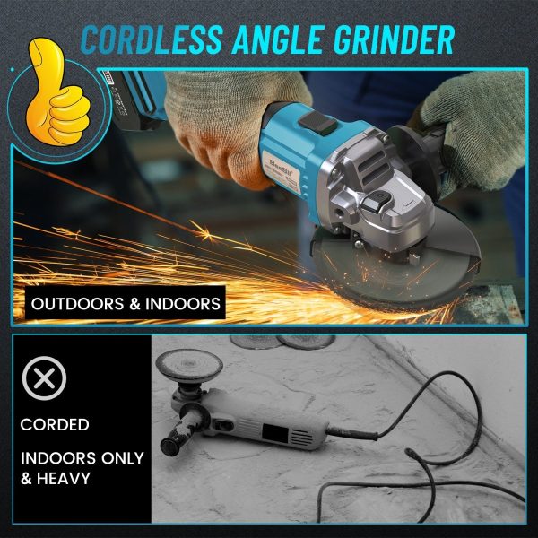 SEESII AG0200S Cordless Angle Grinder 4-1/2",  10,000RPM Brushless - Image 9