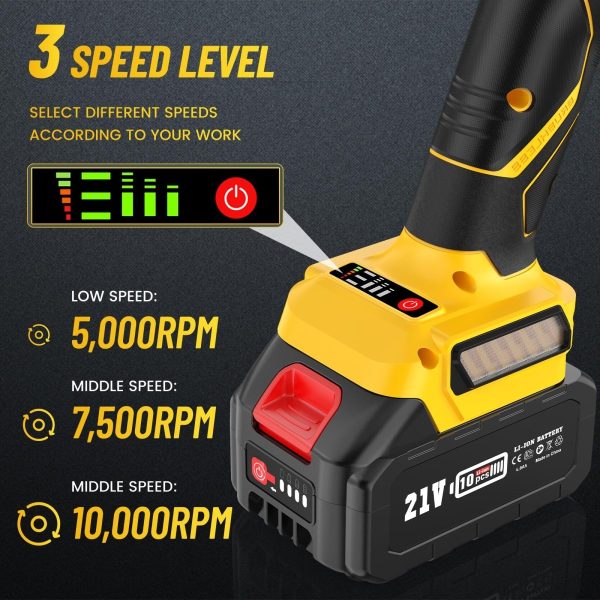 SEESII AG0200S Cordless Angle Grinder 4-1/2",  10,000RPM Brushless - Image 4