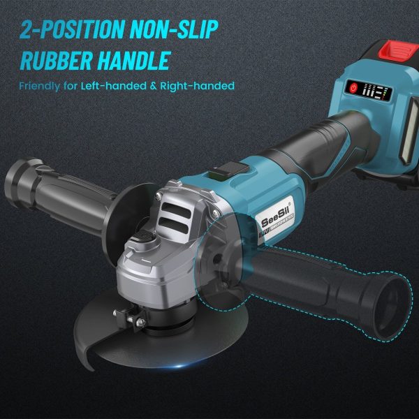 SEESII AG0200S Cordless Angle Grinder 4-1/2",  10,000RPM Brushless - Image 7