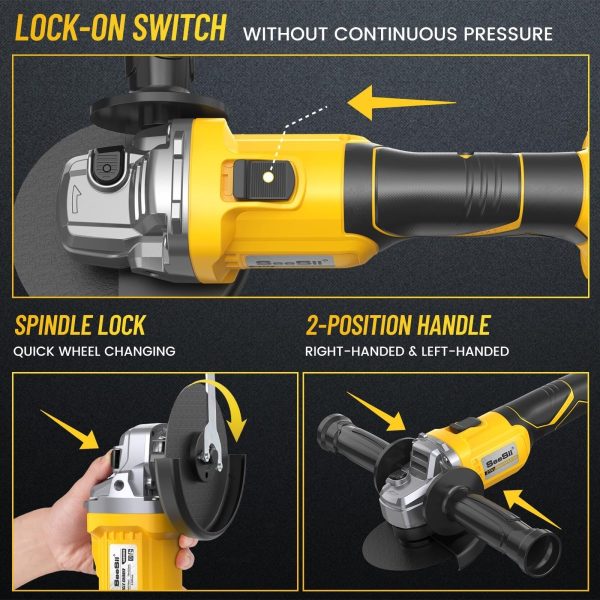 SEESII AG0200S Cordless Angle Grinder 4-1/2",  10,000RPM Brushless - Image 6