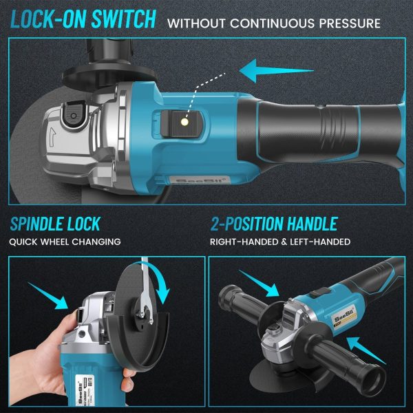 SEESII AG0200S Cordless Angle Grinder 4-1/2",  10,000RPM Brushless - Image 8