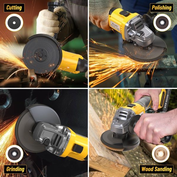SEESII AG0200S Cordless Angle Grinder 4-1/2",  10,000RPM Brushless - Image 8