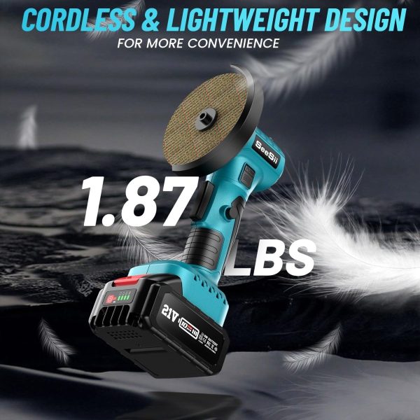SeeSii AG100 Compact 4" Cordless Angle Grinder,19500RPM 180° Rotatable - Image 4