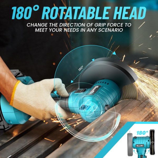 SeeSii AG100 Compact 4" Cordless Angle Grinder,19500RPM 180° Rotatable - Image 2