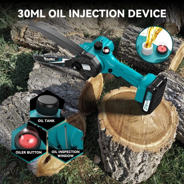 Seesii M6 Plus 6 inch Mini Chainsaw Cordless,2x2000mAh Battery Chainsaw - Image 5
