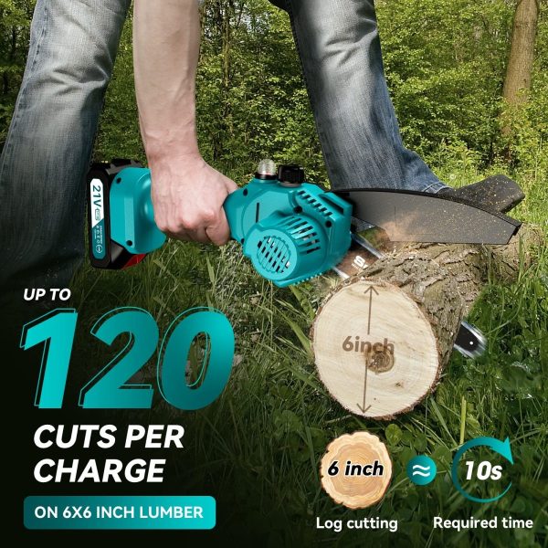 Seesii M6 Plus 6 inch Mini Chainsaw Cordless,2x2000mAh Battery Chainsaw - Image 9