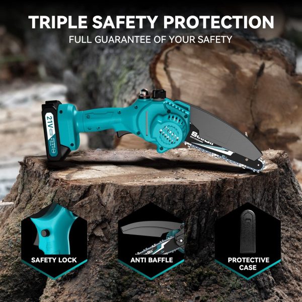 Seesii M6 Plus 6 inch Mini Chainsaw Cordless,2x2000mAh Battery Chainsaw - Image 7