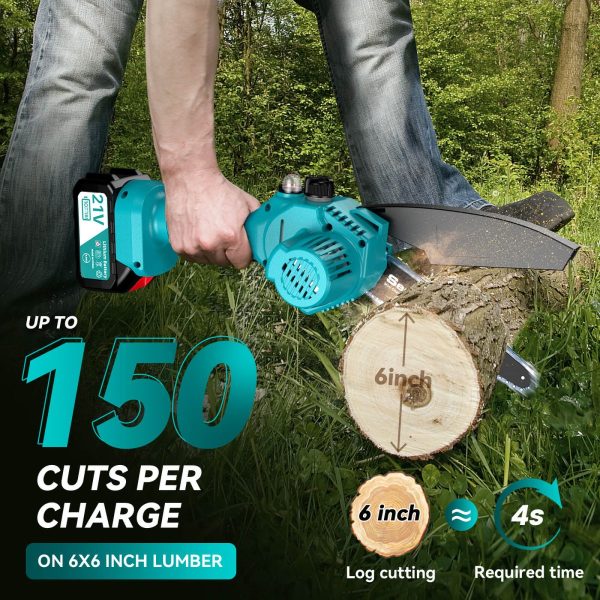 SeeSii M6 Pro Mini Chainsaw 6 Inch Battery Powered with 2*4000mAh Batteries - Image 3