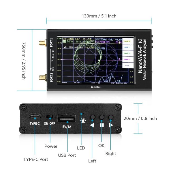 Seesii NanoVNA-F V2 4.3'' Vector Network Analyzer 50kHz-3000MHz - Image 7