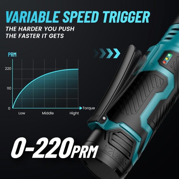 Seesii RT800L 3/8" Cordless Ratchet Wrench, 6" Long Neck, 220RPM - Image 4