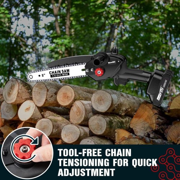 8 In Mini Chain Saw SEESII SC8B Cordless Electric Battery Brushless Chainsaw - Image 7