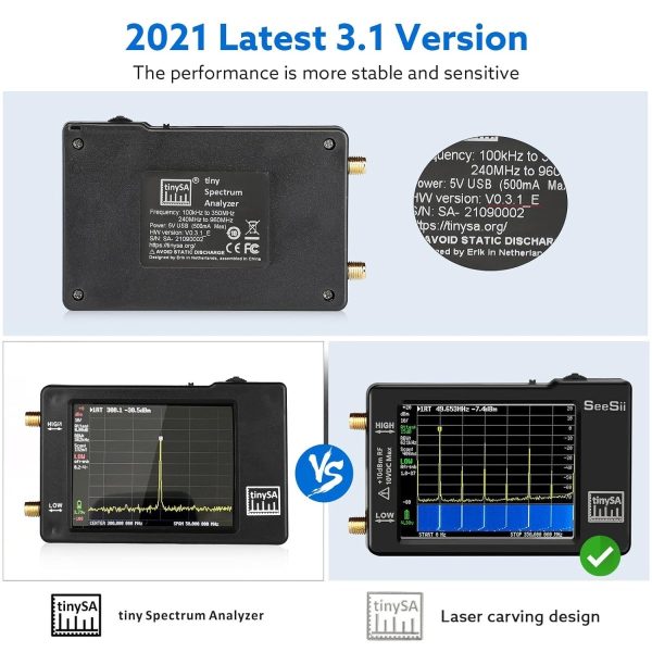 SeeSii TinySA 2.8'' Spectrum Analyzer 100kHz-960MHz with ESD Protect - Image 6