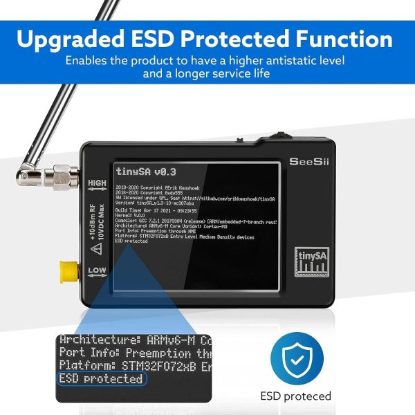 SeeSii TinySA 2.8'' Spectrum Analyzer 100kHz-960MHz with ESD Protect - Image 4