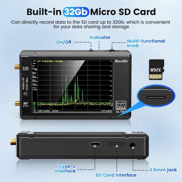 SeeSii TinySA ULTRA 4'' Spectrum Analyzer 100kHz-5.3GHz with 32GB Card - Image 8
