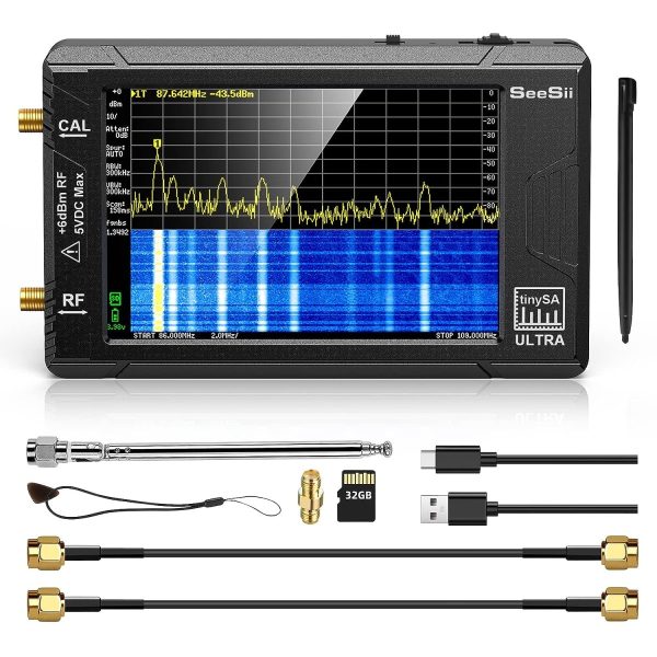 SeeSii TinySA ULTRA 4'' Spectrum Analyzer 100kHz-5.3GHz with 32GB Card