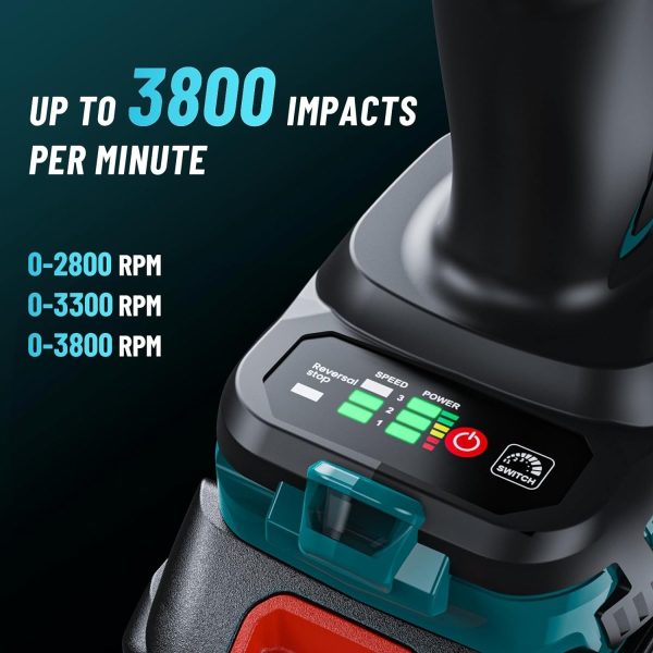 Seesii WH1000 3/4‘’ 1600N.m Cordless Impact Wrench, 5.0Ah Battery, Brushless Motor, LED Light, 24x7 Customer Support - Image 2