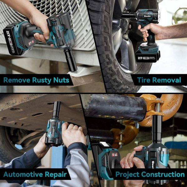 Seesii WH450 3/8" Cordless Impact Wrench, 330Ft-lbs(450N.m), 4.0Ah Battery, 4 Sockets - Image 10