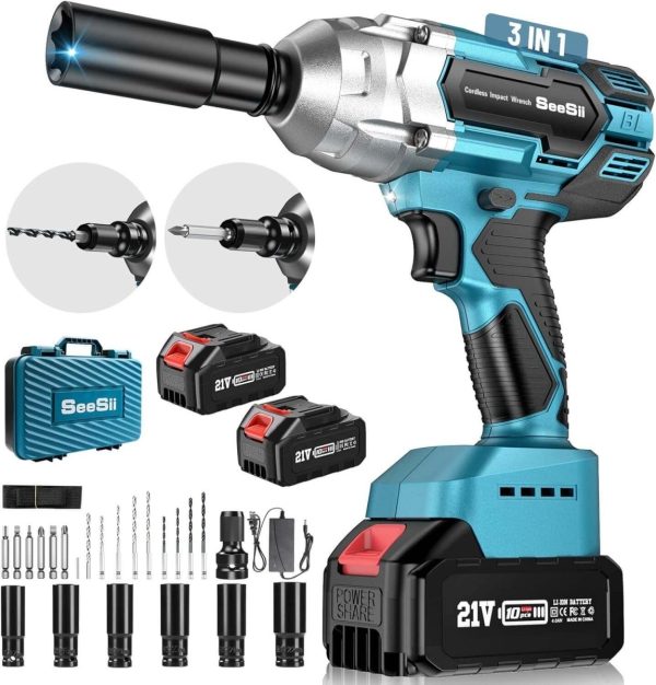 Seesii 1/2 impact wrench with battery and charger - Seesii WH700 - Image 2