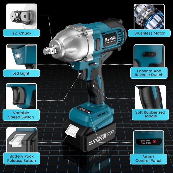 Cordless Impact Wrench 1/2 inch for Car Home SeeSii WH710 - Image 10