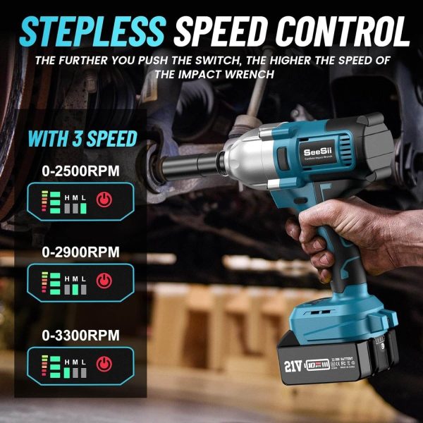 Cordless Impact Wrench 1/2 inch for Car Home SeeSii WH710 - Image 6