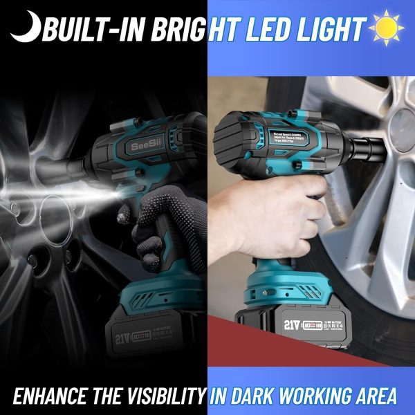 Seesii WH760 Cordless Impact Wrench- 1000Nm (738ft-lbs) 2*4.0AH Battery - Image 8