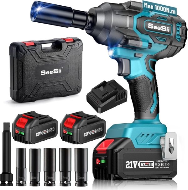 Seesii WH760 Cordless Impact Wrench- 1000Nm (738ft-lbs) 2*4.0AH Battery - Image 2