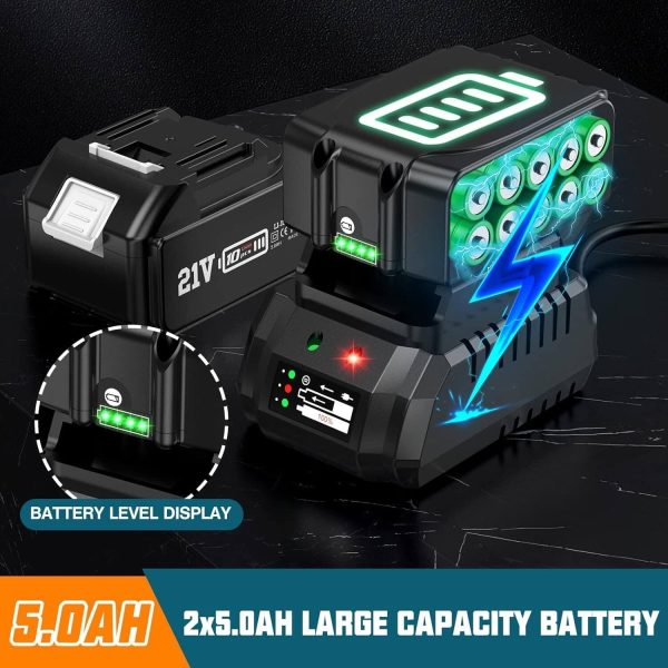 Seesii WH800 1/2'' Impact Wrench, 960Ft-lbs(1300NM) 2x5.0Ah Battery, Brushless Motor - Image 4