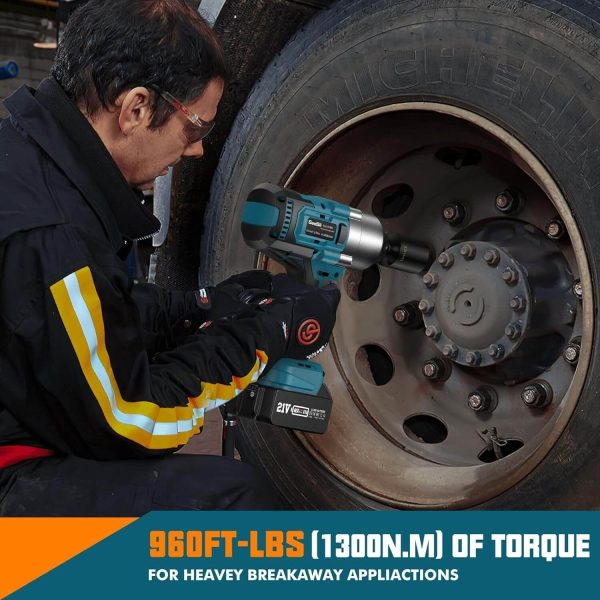 Seesii WH800 1/2'' Impact Wrench, 960Ft-lbs(1300NM) 2x5.0Ah Battery, Brushless Motor - Image 2