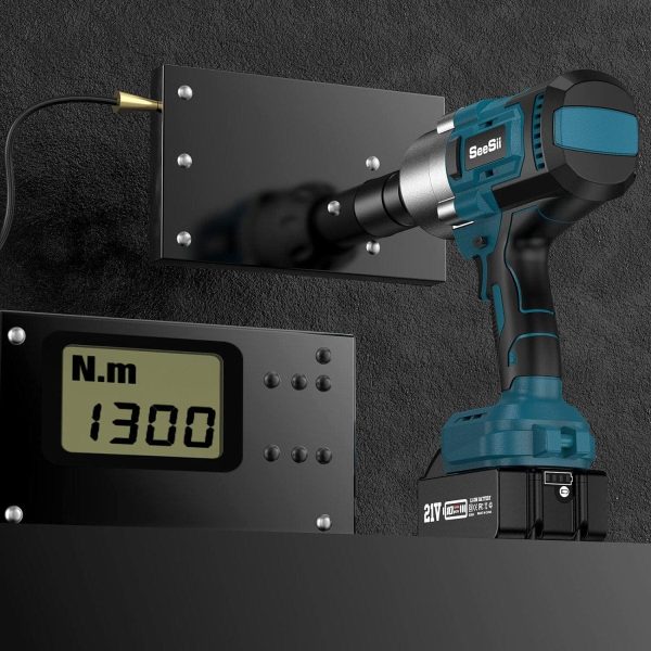 Seesii WH800 1/2'' Impact Wrench, 960Ft-lbs(1300NM) 2x5.0Ah Battery, Brushless Motor - Image 6
