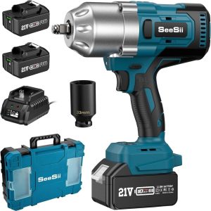 Seesii WH800 1/2'' Impact Wrench, 960Ft-lbs(1300NM) 2x5.0Ah Battery, Brushless Motor